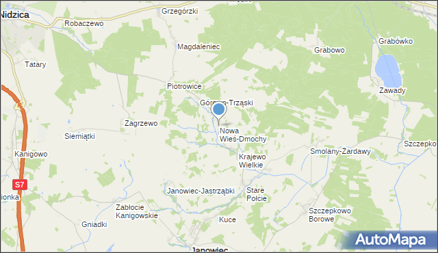 mapa Nowa Wieś-Dmochy, Nowa Wieś-Dmochy na mapie Targeo